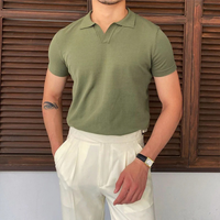 Herren Sommer-Poloshirt mit V-Ausschnitt | Kurzarm – Khaki