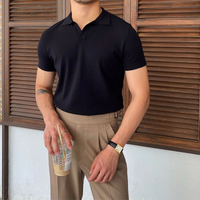 Herren Sommer-Poloshirt mit V-Ausschnitt | Kurzarm – Schwarz