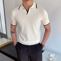 Herren Sommer-Poloshirt mit V-Ausschnitt | Kurzarm – Weiß/Schwarz