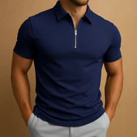 Herren sportliches Poloshirt mit Reißverschluss | Kurzarm – Blau