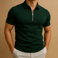 Herren sportliches Poloshirt mit Reißverschluss | Kurzarm – Dulkelgrün