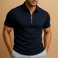Herren sportliches Poloshirt mit Reißverschluss | Kurzarm – Marine