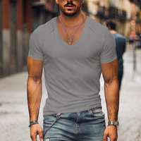 Herren sportliches T-Shirt mit V-Ausschnitt | Kurzarm – Grau