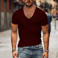 Herren sportliches T-Shirt mit V-Ausschnitt | Kurzarm – Rot