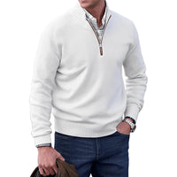 Elias | Herren Strick-Sweater Regular-Fit Langarm Quarter-Zip Pullover – Weiß