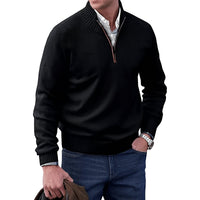 Elias | Herren Strick-Sweater Regular-Fit Langarm Quarter-Zip Pullover – Schwarz