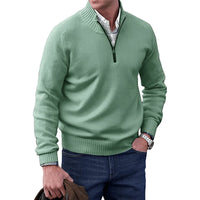 Elias | Herren Strick-Sweater Regular-Fit Langarm Quarter-Zip Pullover – Grün