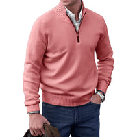 Elias | Herren Strick-Sweater Regular-Fit Langarm Quarter-Zip Pullover – Rosa