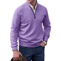 Elias | Herren Strick-Sweater Regular-Fit Langarm Quarter-Zip Pullover – Lila