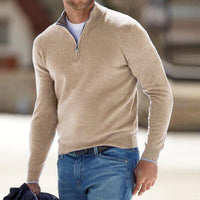 Dominik | Herren Strickpullover mit Halbem Reißverschluss – Beige