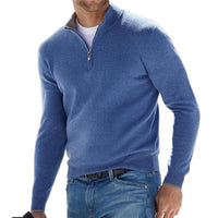 Dominik | Herren Strickpullover mit Halbem Reißverschluss Regular Fit – Blau