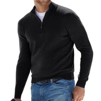 Dominik | Herren Strickpullover mit Halbem Reißverschluss Regular Fit – Schwarz