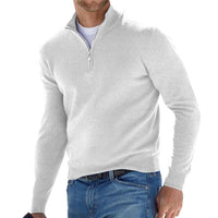 Dominik | Herren Strickpullover mit Halbem Reißverschluss Regular Fit – Weiß
