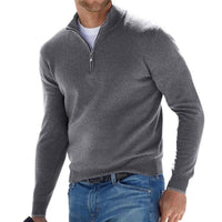 Dominik | Herren Strickpullover mit Halbem Reißverschluss Regular Fit – Grau
