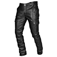 Herren stylische schwarze Bikerhose mit Cargotaschen | Cargo – Schwarz