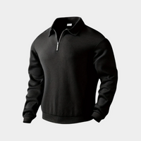 Herren stylischer warmer Pullover | reißverschluss – Schwarz