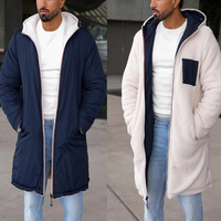 Herren trendige Wendejacke mit Kapuze | Warme – Wendbar Blau/Weiß