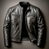 Maximilian | Herren Vintage Biker Quilted Jacket Echtleder Reißverschluss – Biker Schwarz