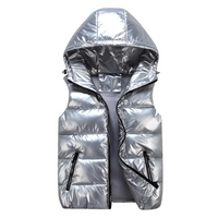 Herren warme metallische Steppweste | Winter – Hellgrau