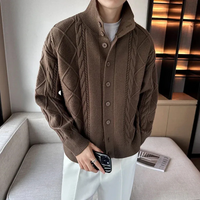Herren warmer gemütlicher Cardigan | Strick – Kaffee