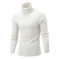 Herren warmer Strickpullover | Rollkragen – Weiß