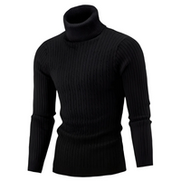 Herren warmer Strickpullover | Rollkragen – Schwarz