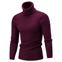 Herren warmer Strickpullover | Rollkragen – Weinrot