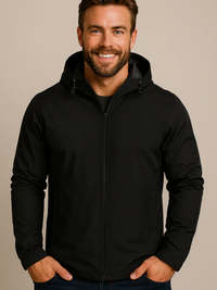 Herren wasserdichte Kapuzenjacke | Ultraleichte – Schwarz