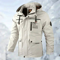 Maximilian | Herren Wasserdichte Steppjacke mit Kapuze Winddichte Outdoorjacke – Weiß