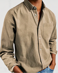 Herren weiches Jeanshemd | Langarm – Beige
