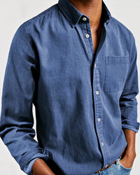 Herren weiches Jeanshemd | Langarm – Blau