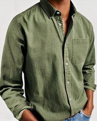 Herren weiches Jeanshemd | Langarm – Grün