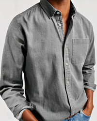 Herren weiches Jeanshemd | Langarm – Grau
