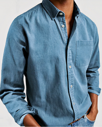 Herren weiches Jeanshemd | Langarm – Hellblau