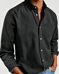 Herren weiches Jeanshemd | Langarm – Schwarz