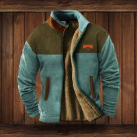 Niklas | Herren Western-Cardigan Fleece gefüttert mit Azteken-Aufdruck – Blau