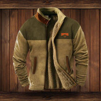 Niklas | Herren Western-Cardigan Fleece gefüttert mit Azteken-Aufdruck – Braun