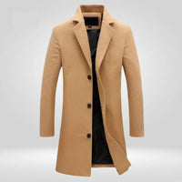 Florian | Herren Wool Coat Einreihiger Langer Wintermantel – Beige