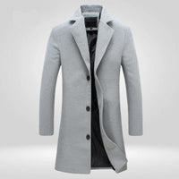 Florian | Herren Wool Coat Einreihiger Langer Wintermantel – Grau
