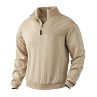 Andreas | Herren Zopfstrick-Pullover mit Viertelreißverschluss Knit Sweater – Beige