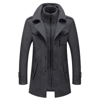 Lukas | Herren Zweiteiliger Wollmantel Slim-Fit Wintermantel mit Strickkragen – Grau