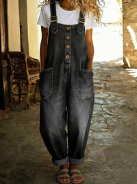 Elinrae - Weit geschnittener Jumpsuit mit Soft-Touch – Schwarz