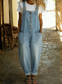 Elinrae - Weit geschnittener Jumpsuit mit Soft-Touch – Hellblau
