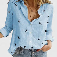 Elisa | Damen Bluse V-Ausschnitt Knopf Casual Feminin Leicht Sommer – Blau 2
