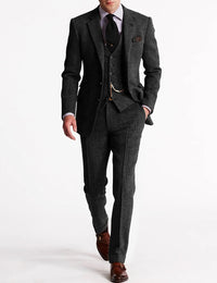 Herren-Anzug klassischer Stil | dreiteiliges Set – Grau