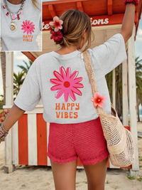 Zorina - Oversize-T-Shirt mit floralem Grafikdesign und Soft-Touch – Grau
