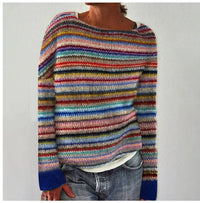 Anna™ | Raffiniertes skandinavisches Strickpullover – Regenbogen