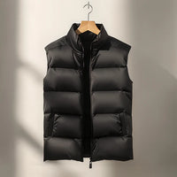 Herren Reißverschluss Puffer Weste | Ärmellos – Schwarz