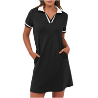 Ilarie | Sportliches Polokleid mit Taschen – Schwarz