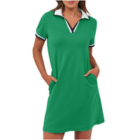 Ilarie | Sportliches Polokleid mit Taschen – Grasgrün